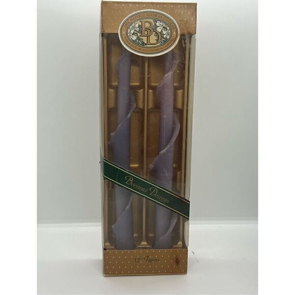 VTG Beeswax Design Spiral 12” Taper Candles New Old Stock Lavender Lilac Purple - Picture 1 of 10